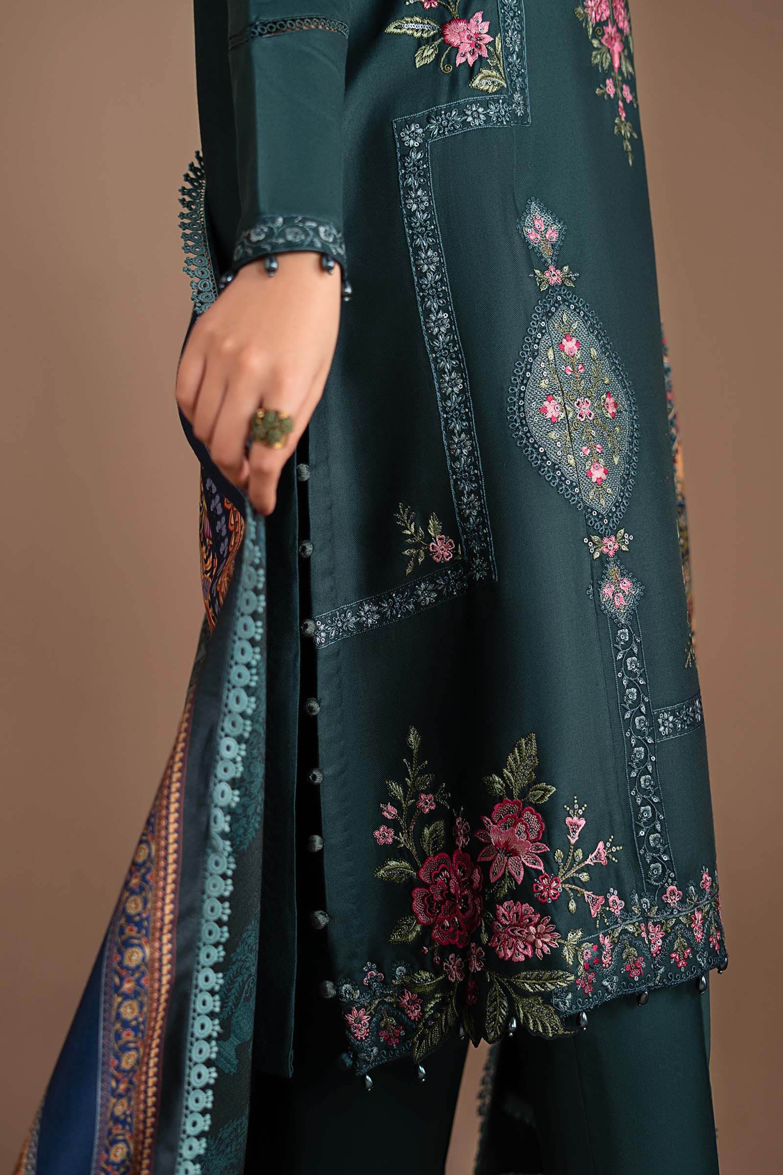 3 Piece Embroidered Twill Linen Suit - Image 5