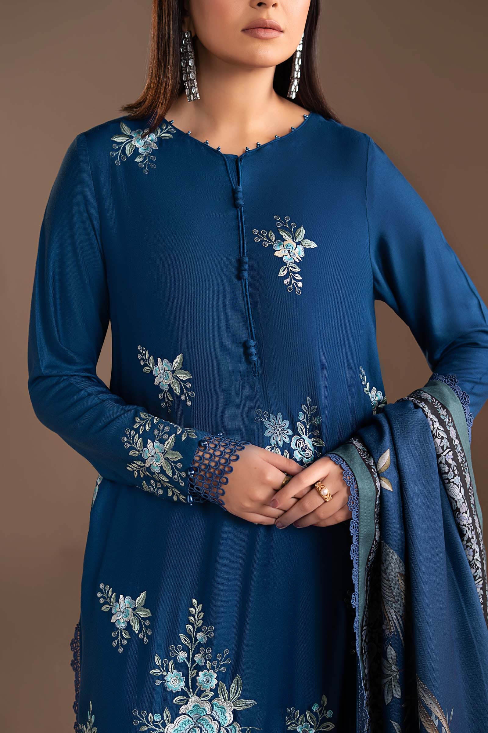 3 Piece Embroidered Twill Linen Suit - Image 5