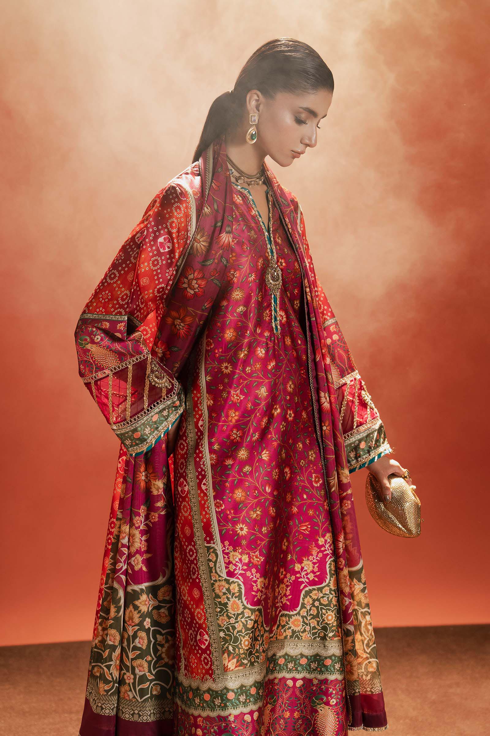 3 Piece Embroidered Satin Silk Suit - Image 4