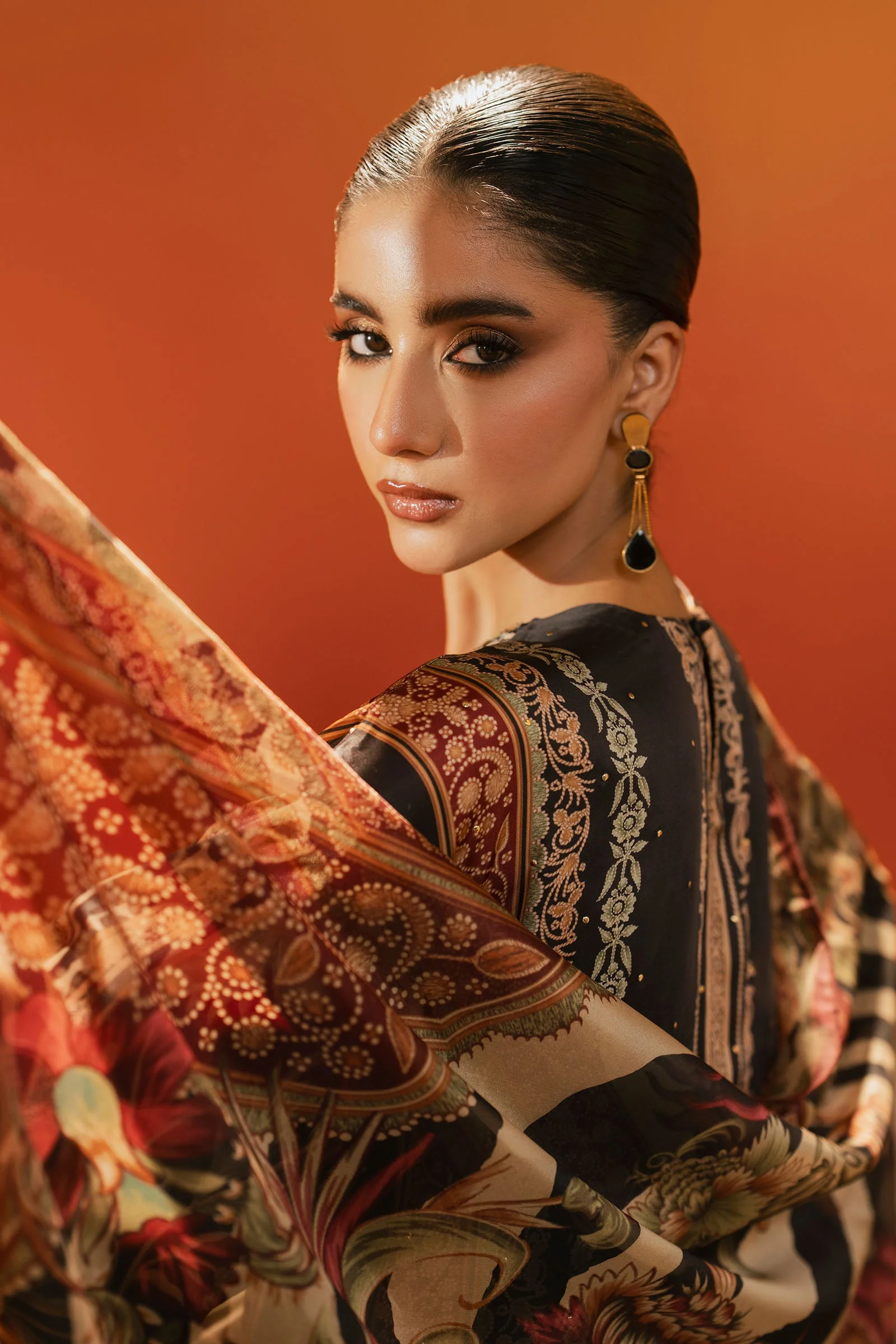 3 Piece Embroidered Satin Silk Suit - Image 3