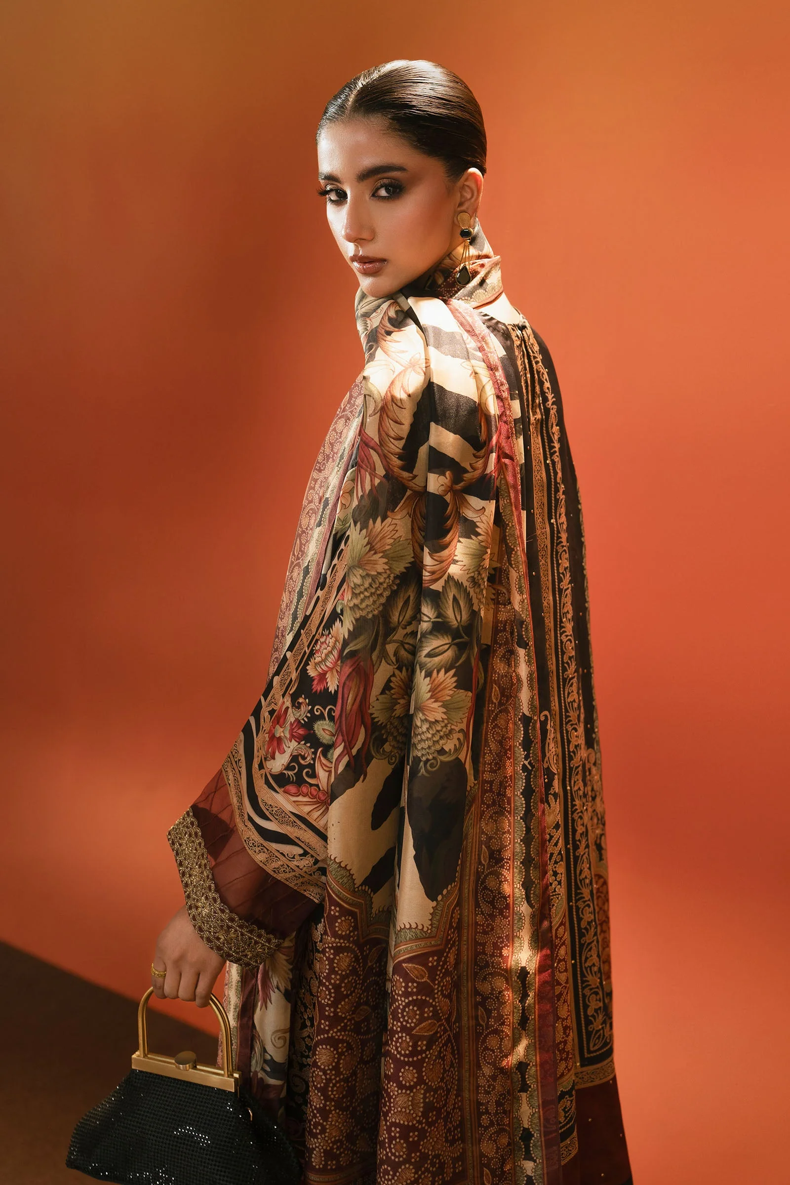 3 Piece Embroidered Satin Silk Suit - Image 5