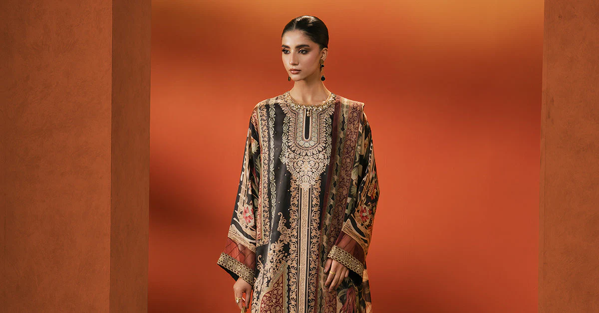 3 Piece Embroidered Satin Silk Suit - Image 8