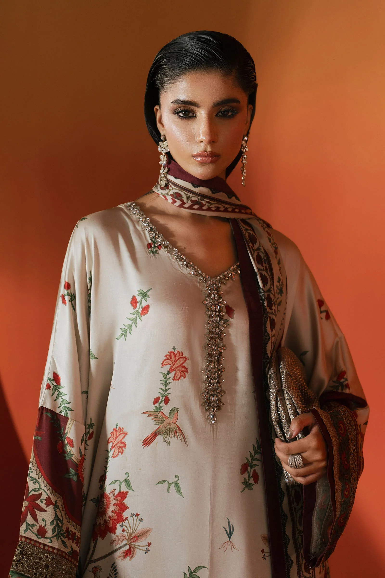3 Piece Embellished Satin Silk Suit - Image 3