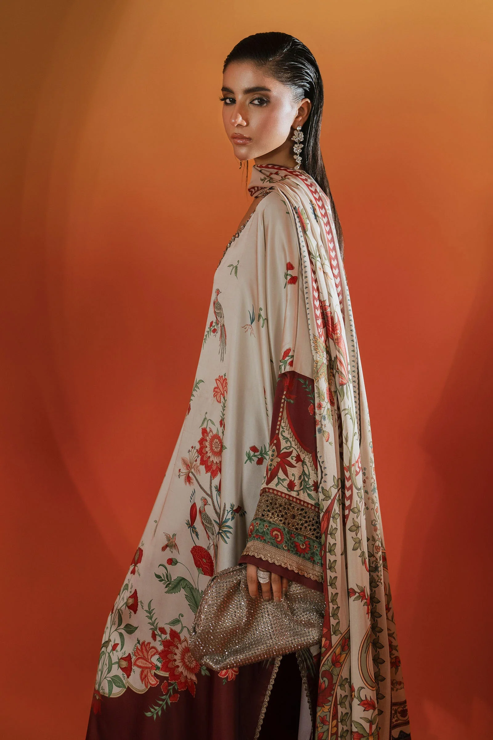 3 Piece Embellished Satin Silk Suit - Image 4
