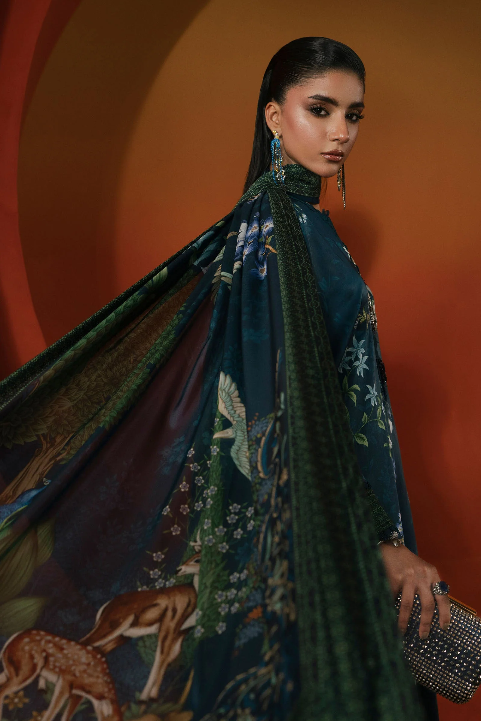 3 Piece Printed Satin Silk Suit - Image 6