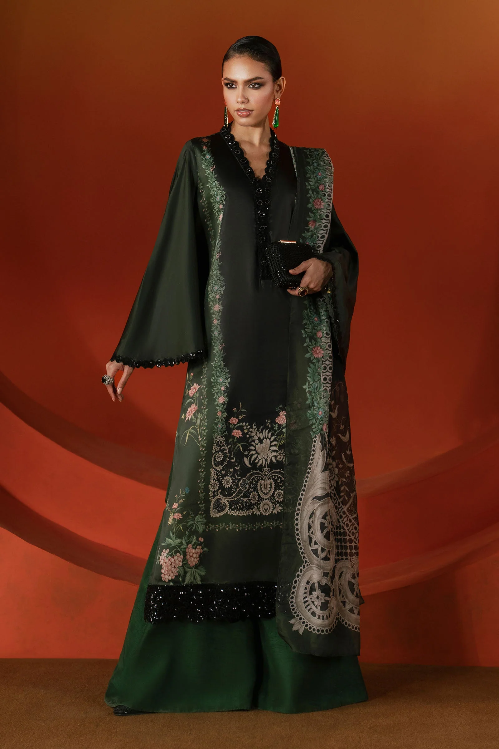 3 Piece Embroidered Satin Silk Suit - Image 15
