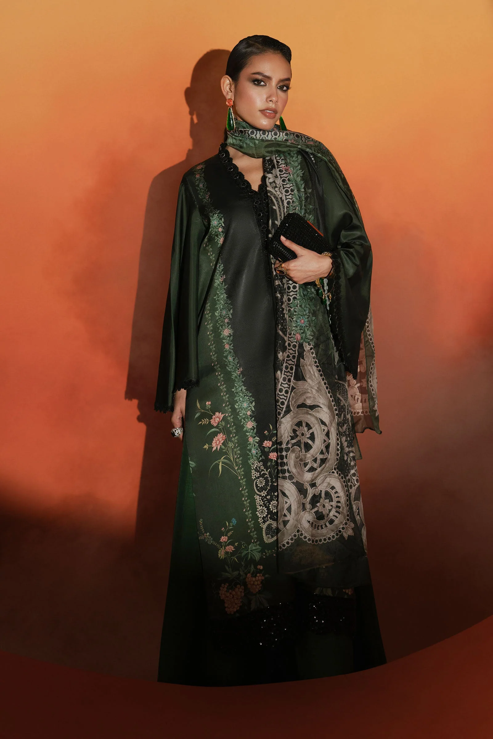 3 Piece Embroidered Satin Silk Suit - Image 5