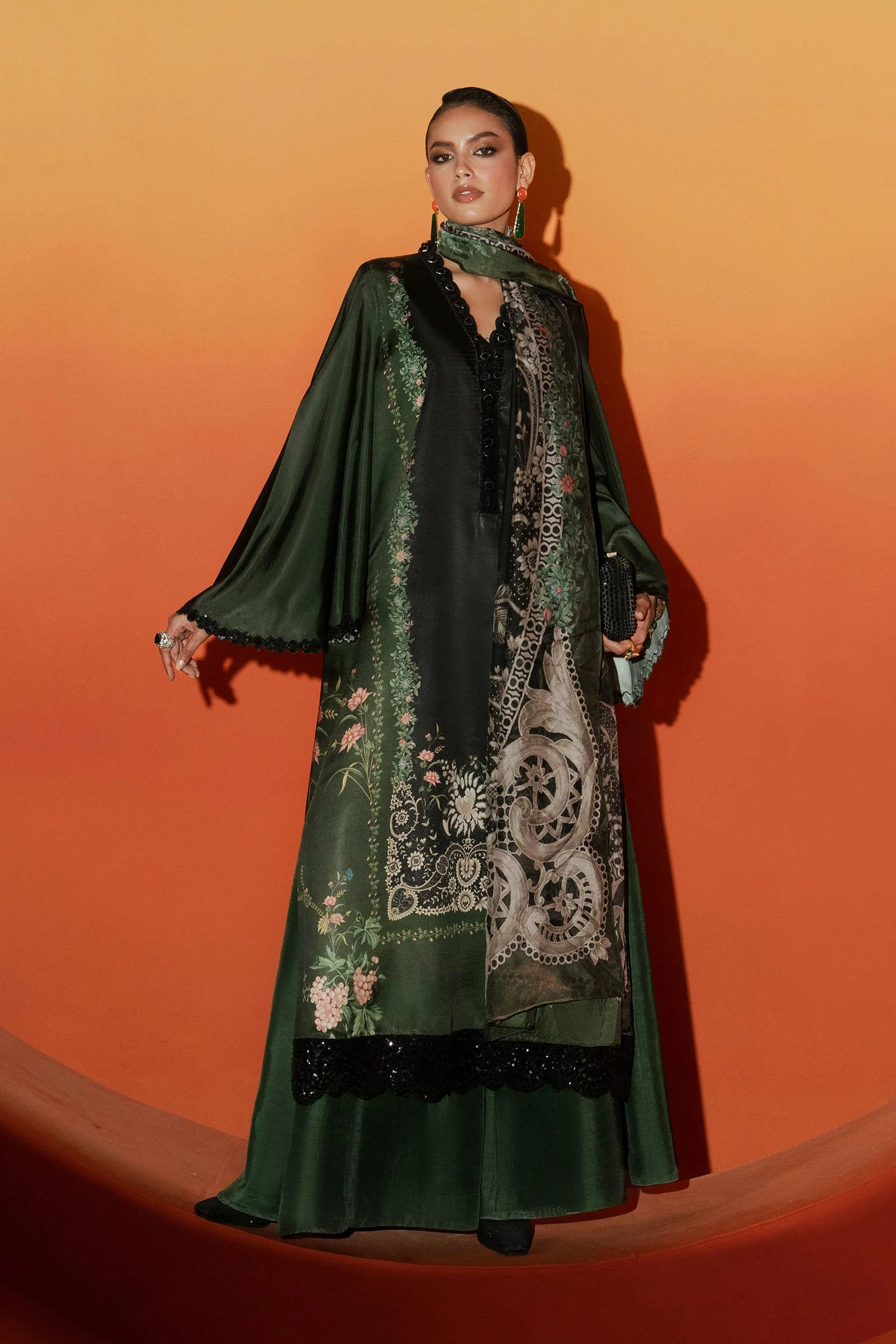 3 Piece Embroidered Satin Silk Suit - Image 8