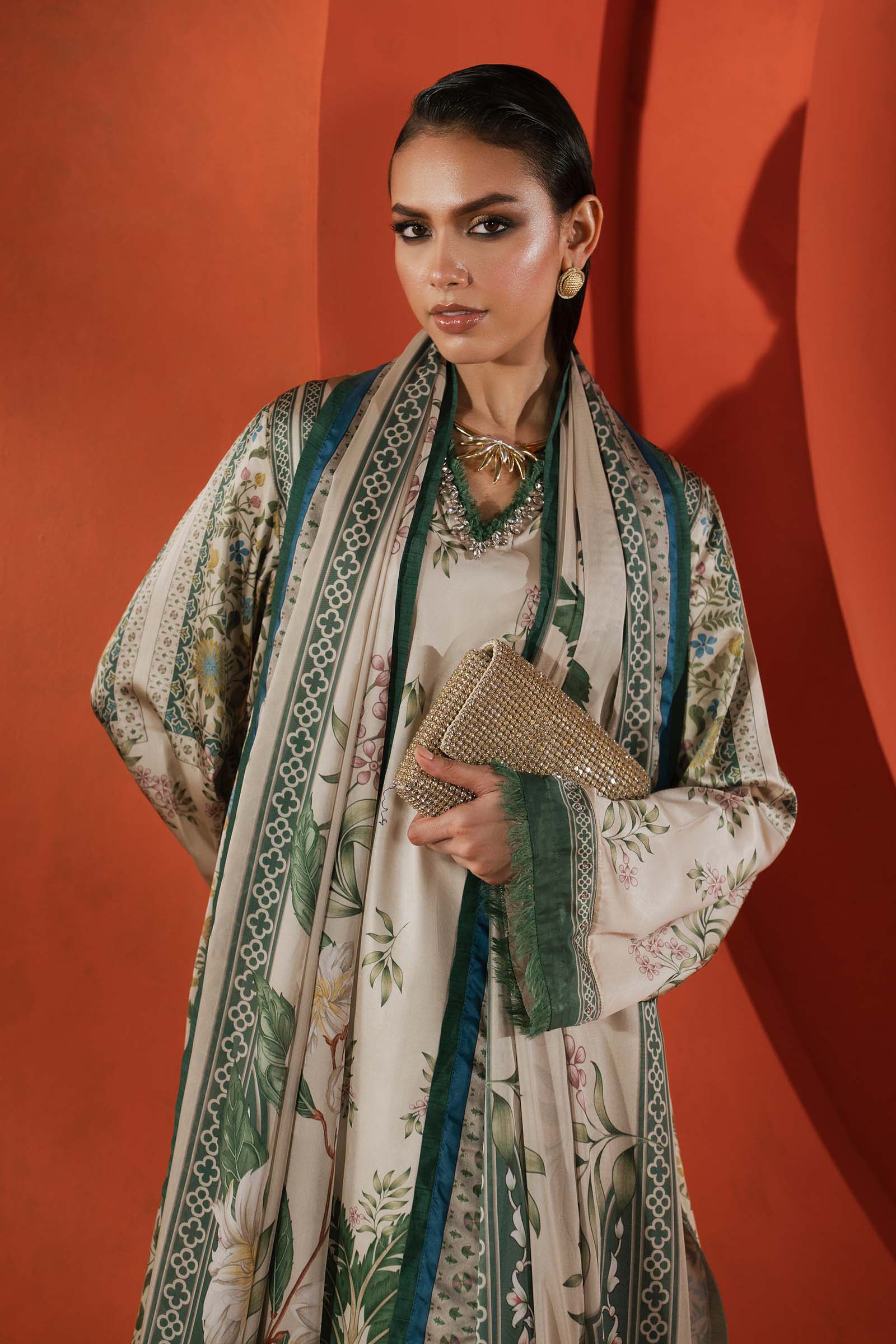 3 Piece Embellished Satin Silk Suit - Image 3