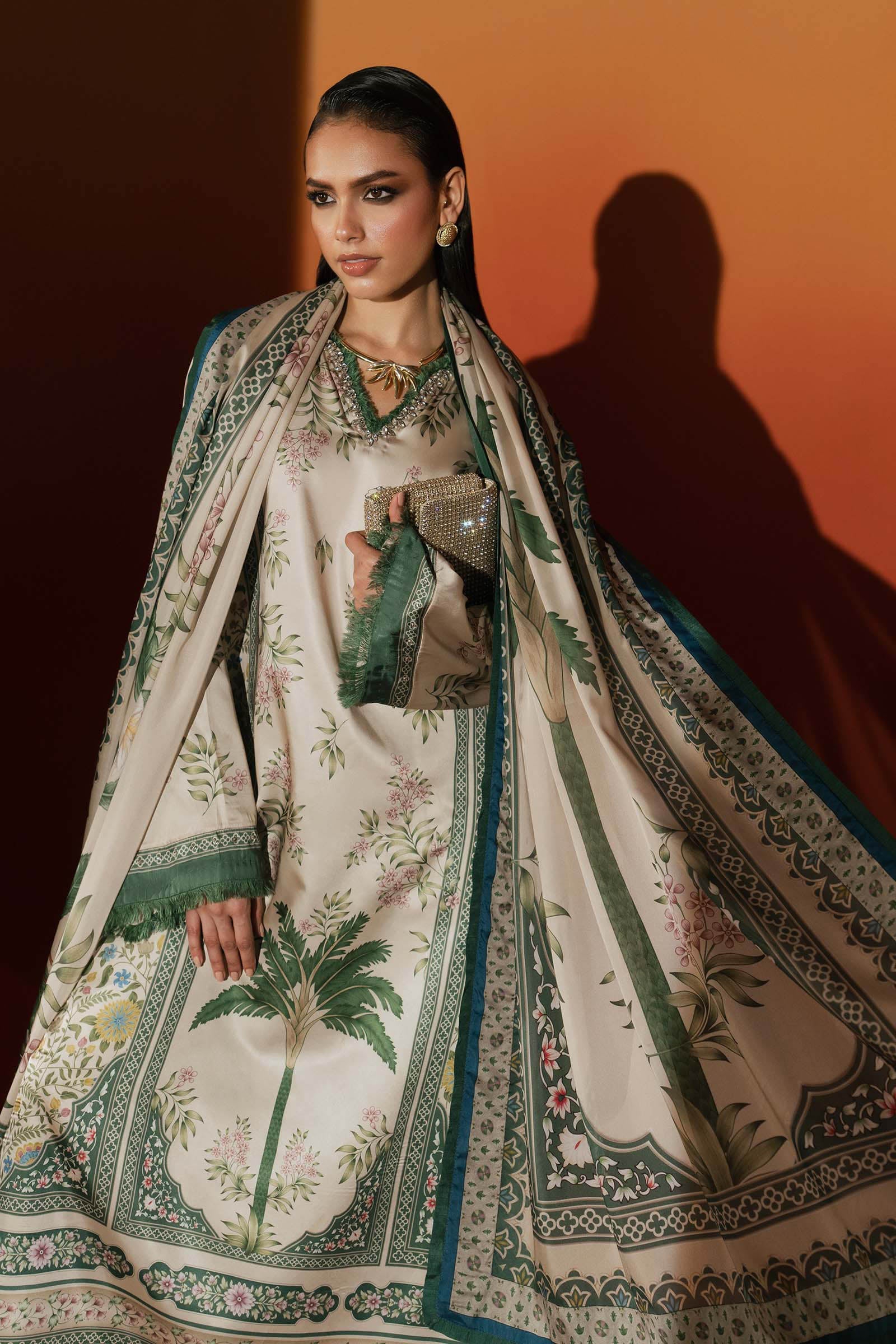 3 Piece Embellished Satin Silk Suit - Image 5