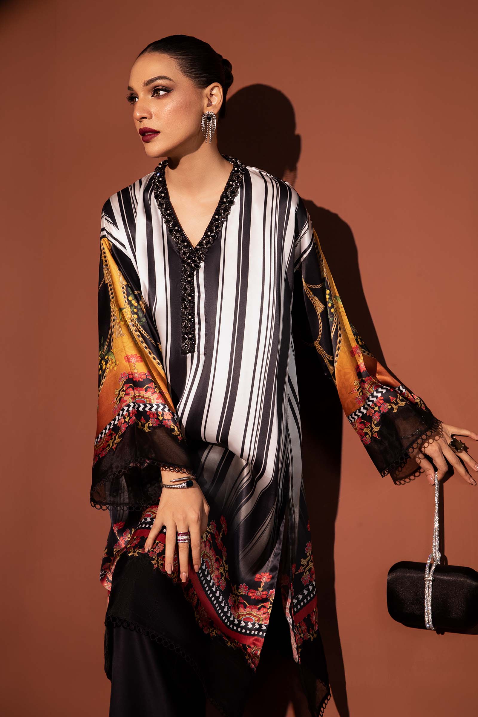 3 Piece Printed Pure Charmeuse Silk Suit - Image 2