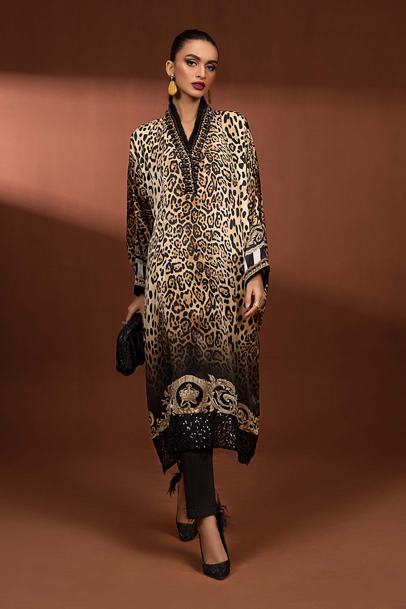 2 Piece Printed Pure Charmeuse Silk Suit