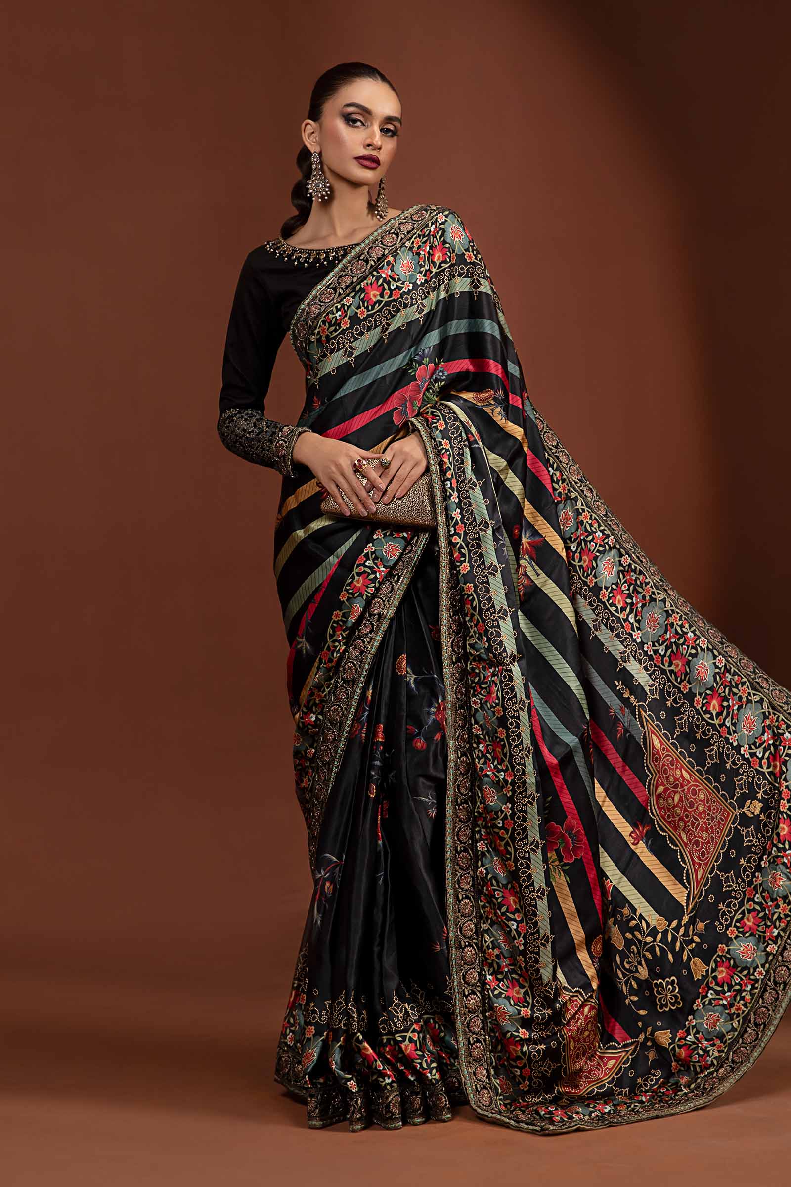 Embroidered Pure Charmeuse Silk Saree