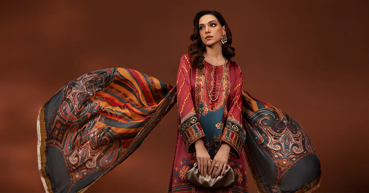 3 Piece Printed Pure Charmeuse Silk Suit - Image 10