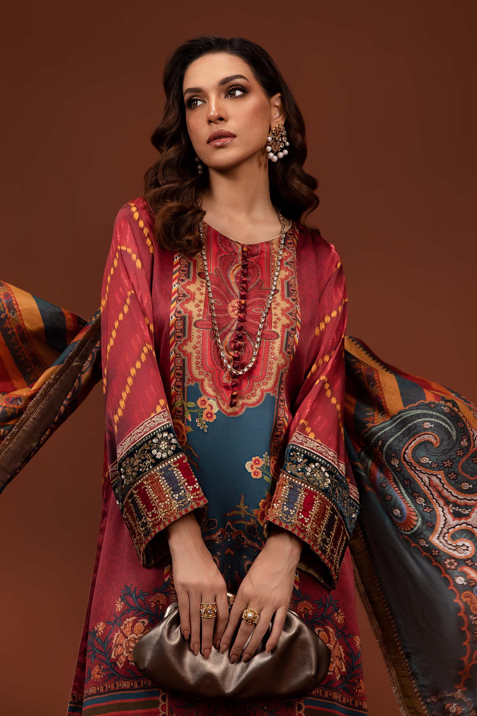 3 Piece Printed Pure Charmeuse Silk Suit - Image 3