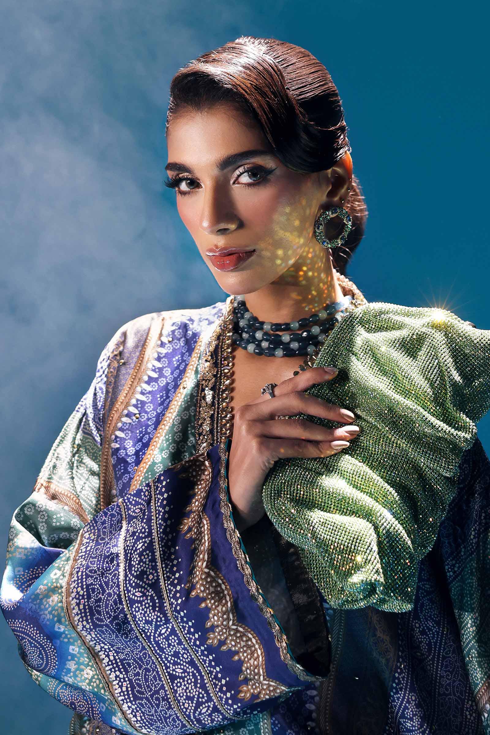 3 Piece Embroidered Satin Silk Suit - Image 4