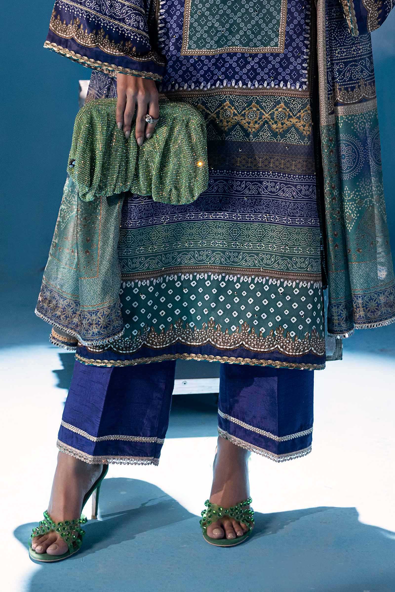 3 Piece Embroidered Satin Silk Suit - Image 7