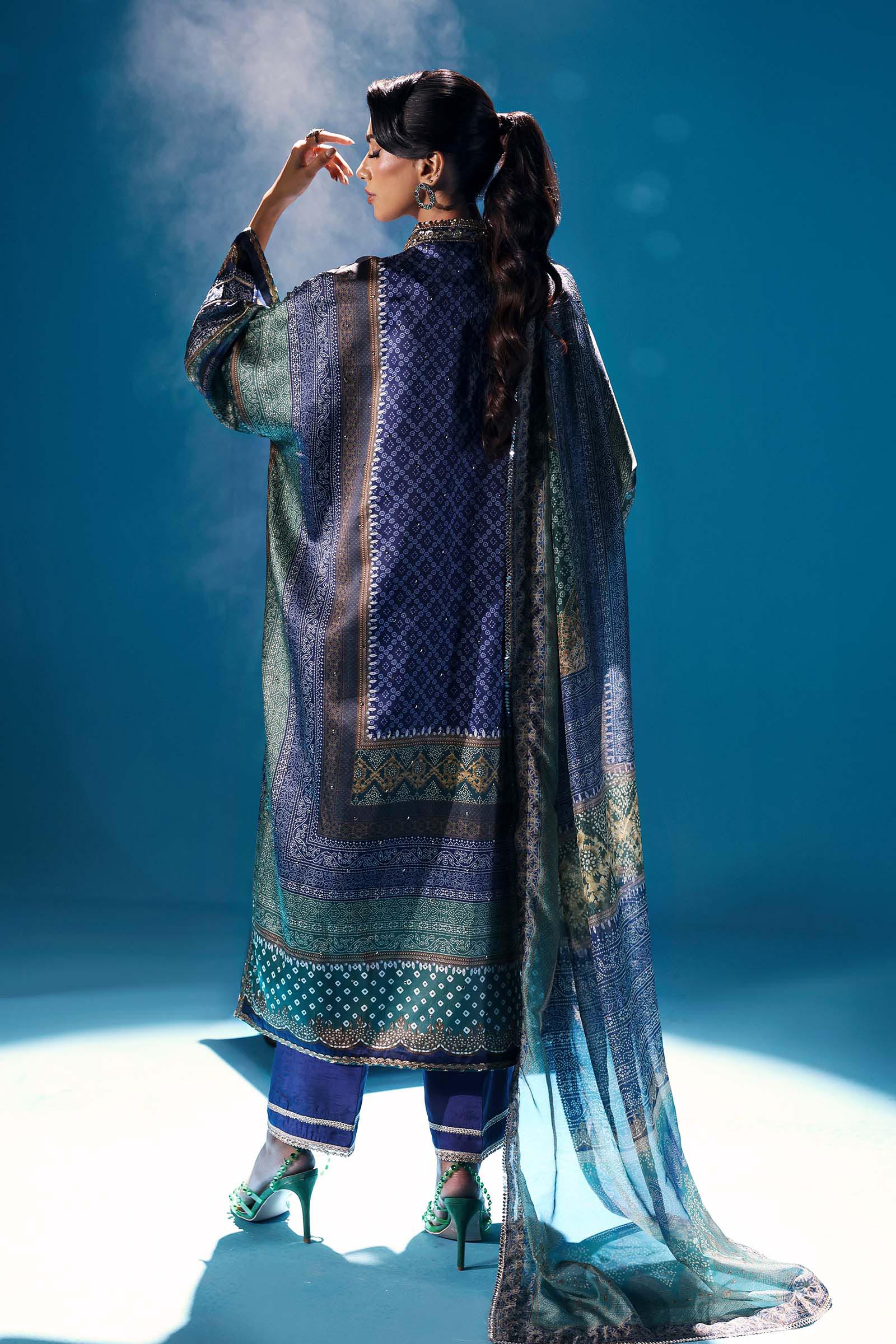 3 Piece Embroidered Satin Silk Suit - Image 8