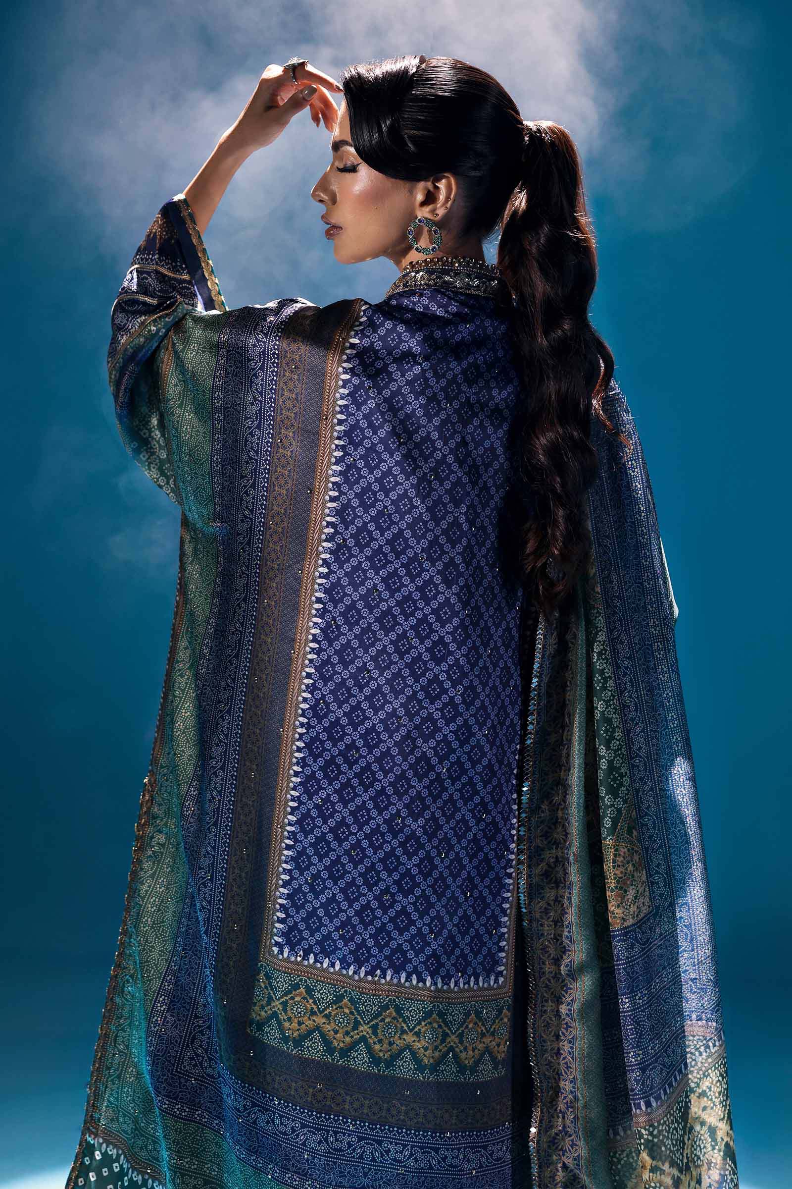 3 Piece Embroidered Satin Silk Suit - Image 9