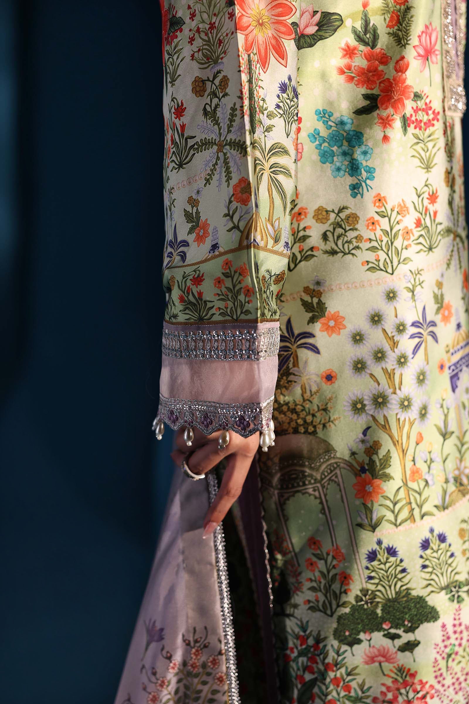 3 Piece Embroidered Satin Silk Suit - Image 5