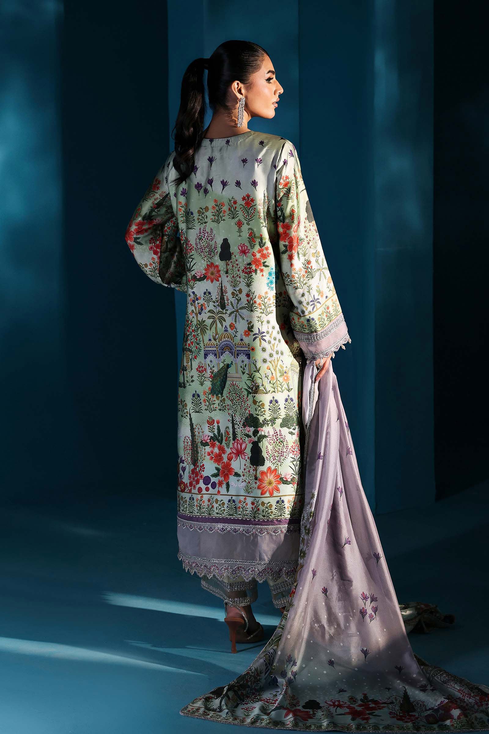 3 Piece Embroidered Satin Silk Suit - Image 7