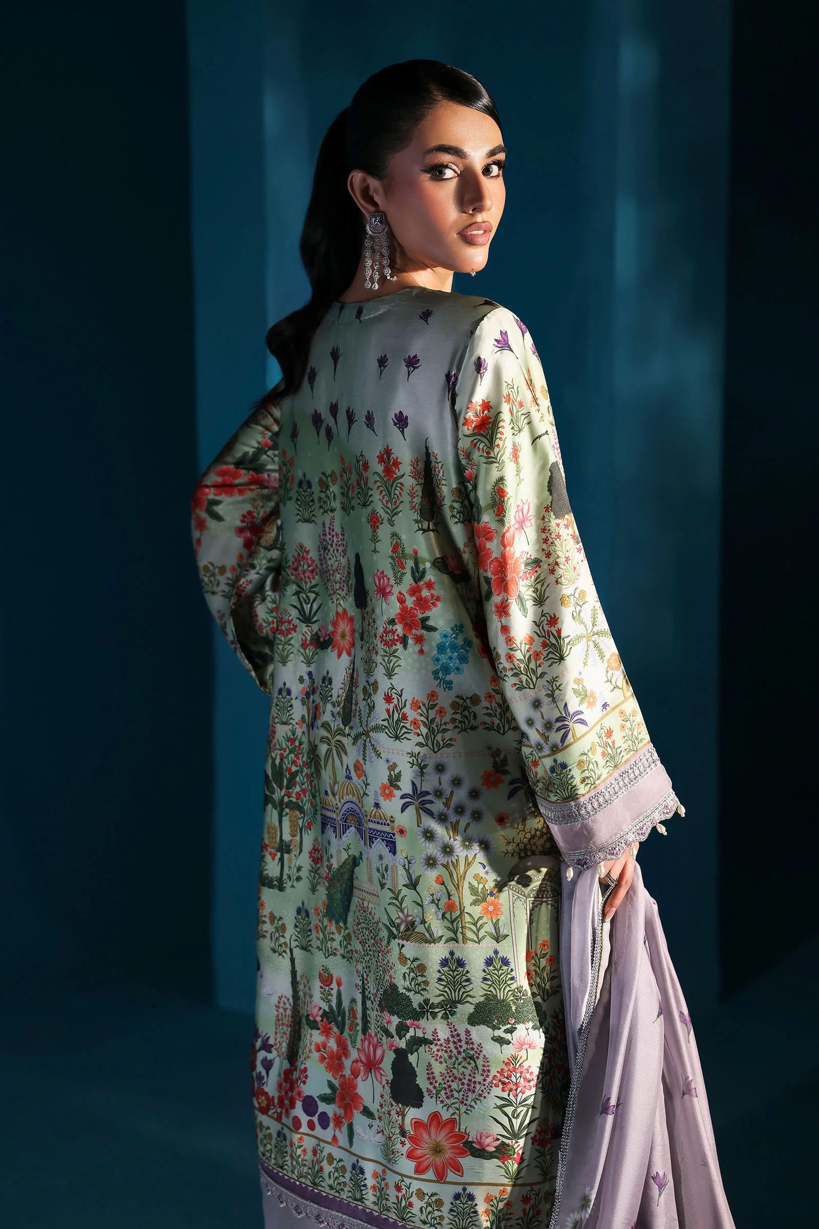 3 Piece Embroidered Satin Silk Suit - Image 8