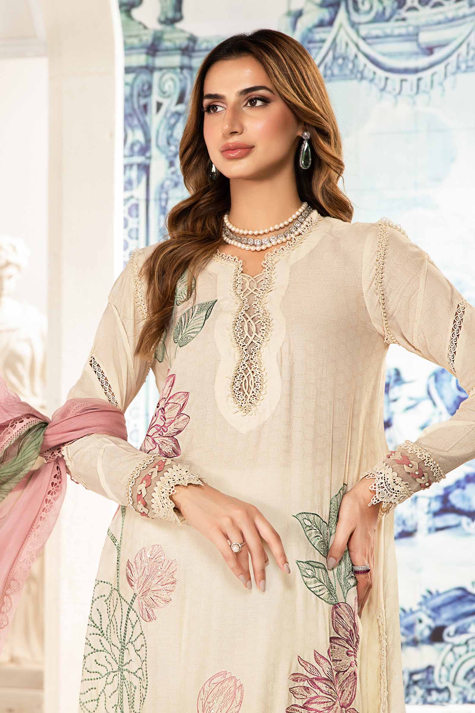 3 Piece Unstitched Printed Suit | MPT-2201-A - Image 2