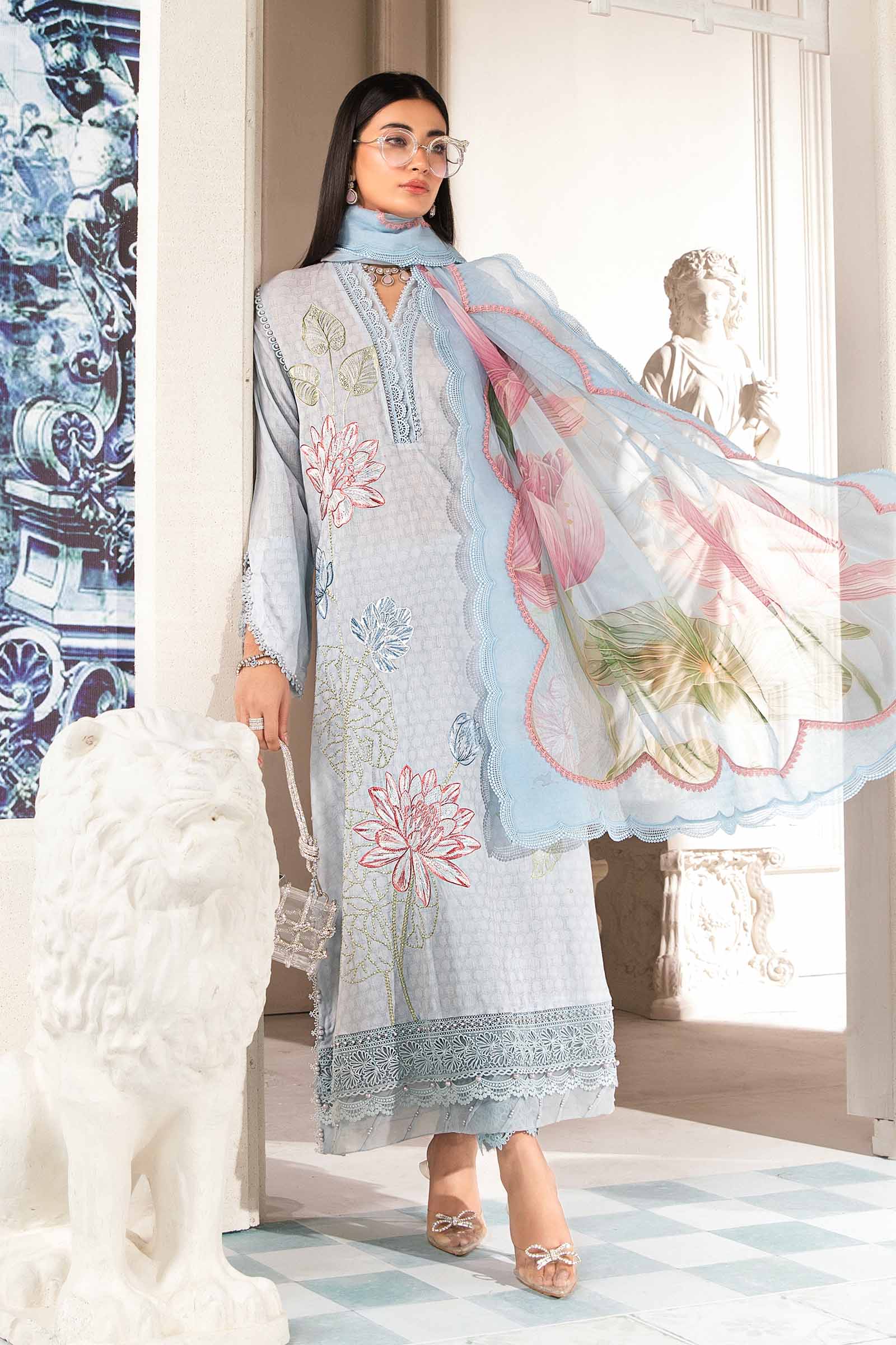 3 Piece Unstitched Printed Suit | MPT-2201-B - Image 4