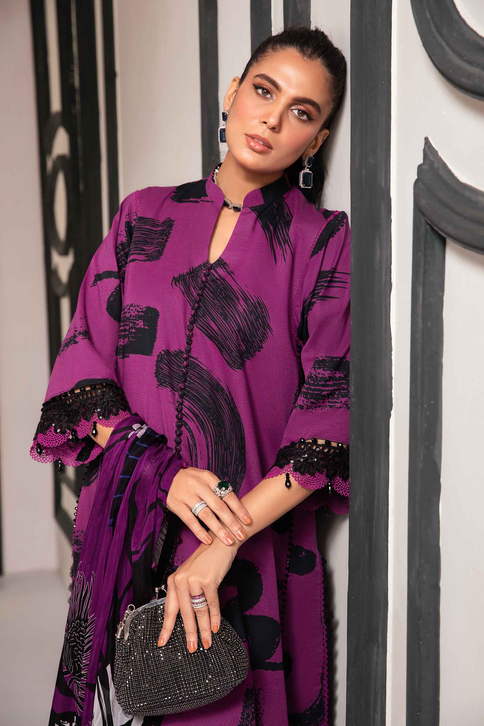 3 Piece Unstitched Printed Suit | MPT-2205-B - Image 3