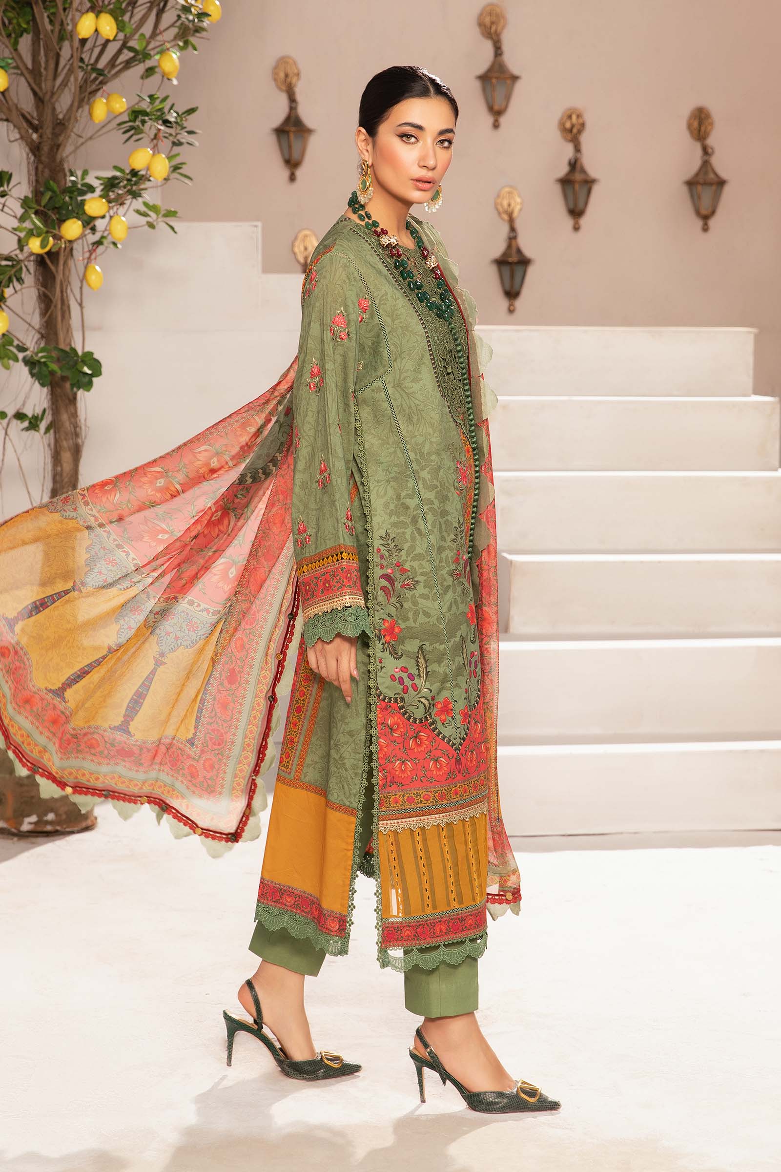 3 Piece Unstitched Printed Suit | MPT-2206-A - Image 4