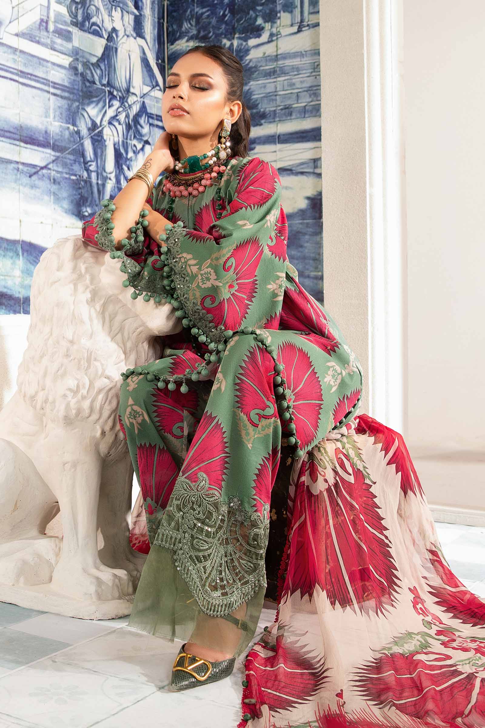 3 Piece Unstitched Printed Suit | MPT-2209-A - Image 6