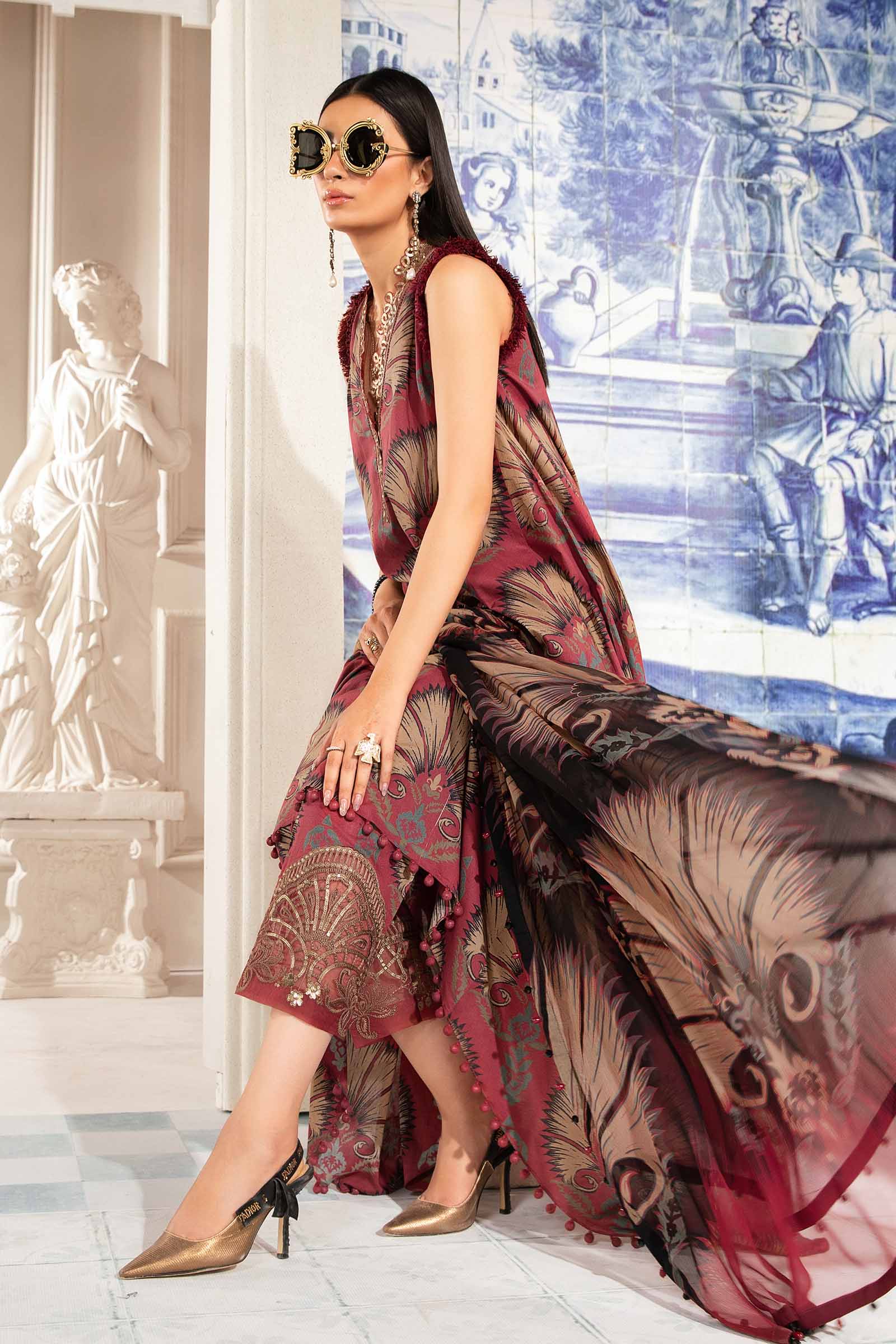 3 Piece Unstitched Printed Suit | MPT-2209-B - Image 4