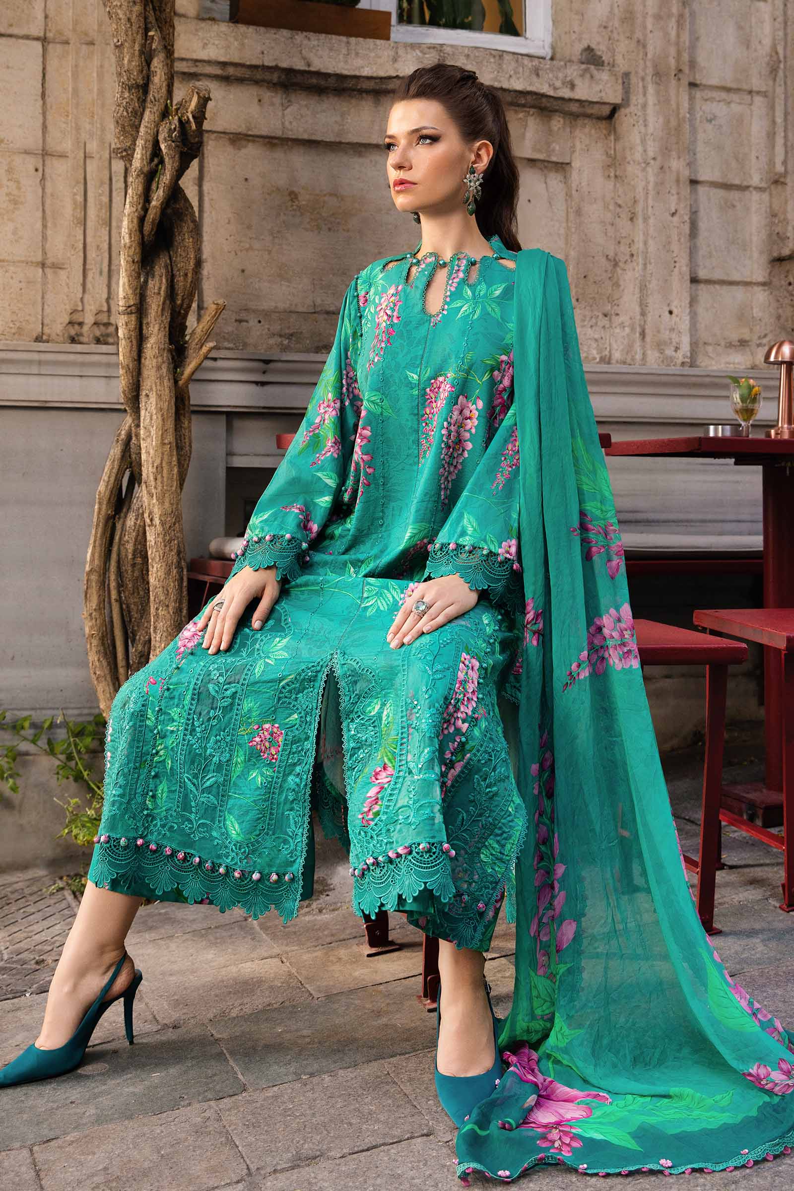 3 Piece Unstitched Printed Cambric Suit | MPT-2301-A - Image 3