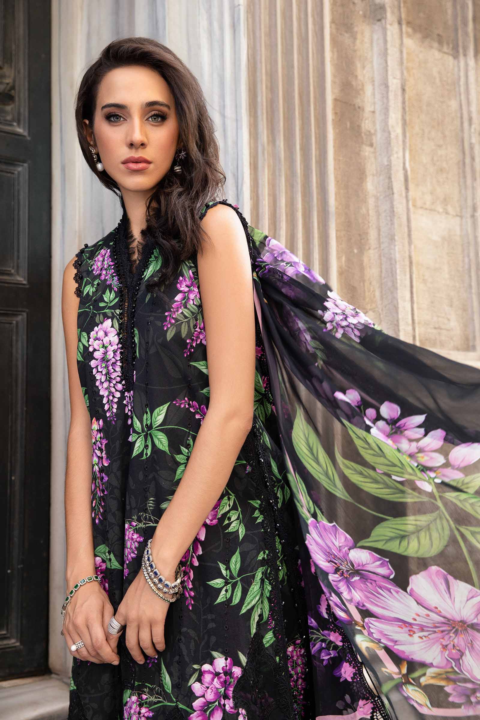 3 Piece Unstitched Printed Cambric Suit | MPT-2301-B - Image 3