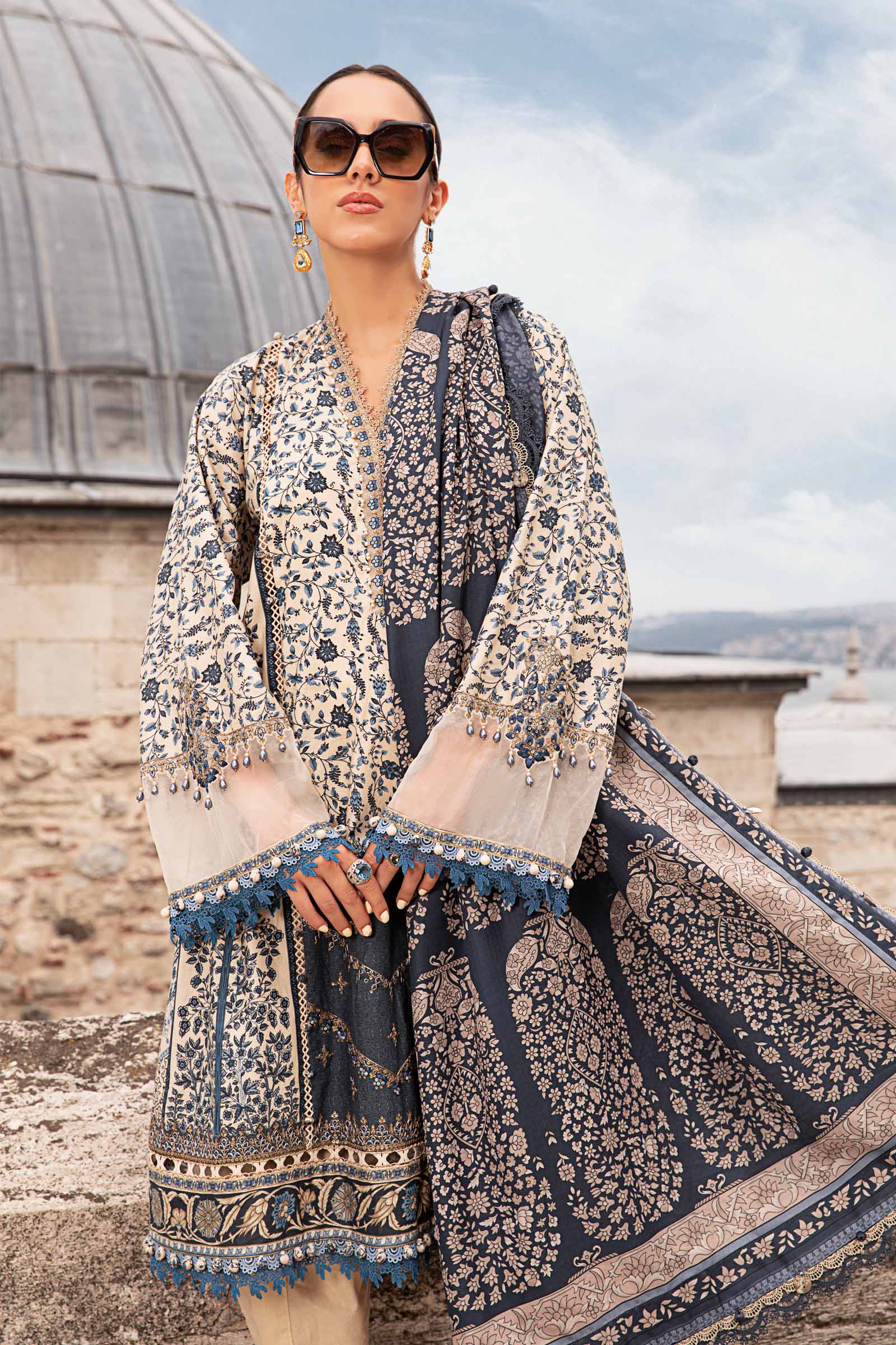 3 Piece Unstitched Printed Cambric Suit | MPT-2302-A - Image 2