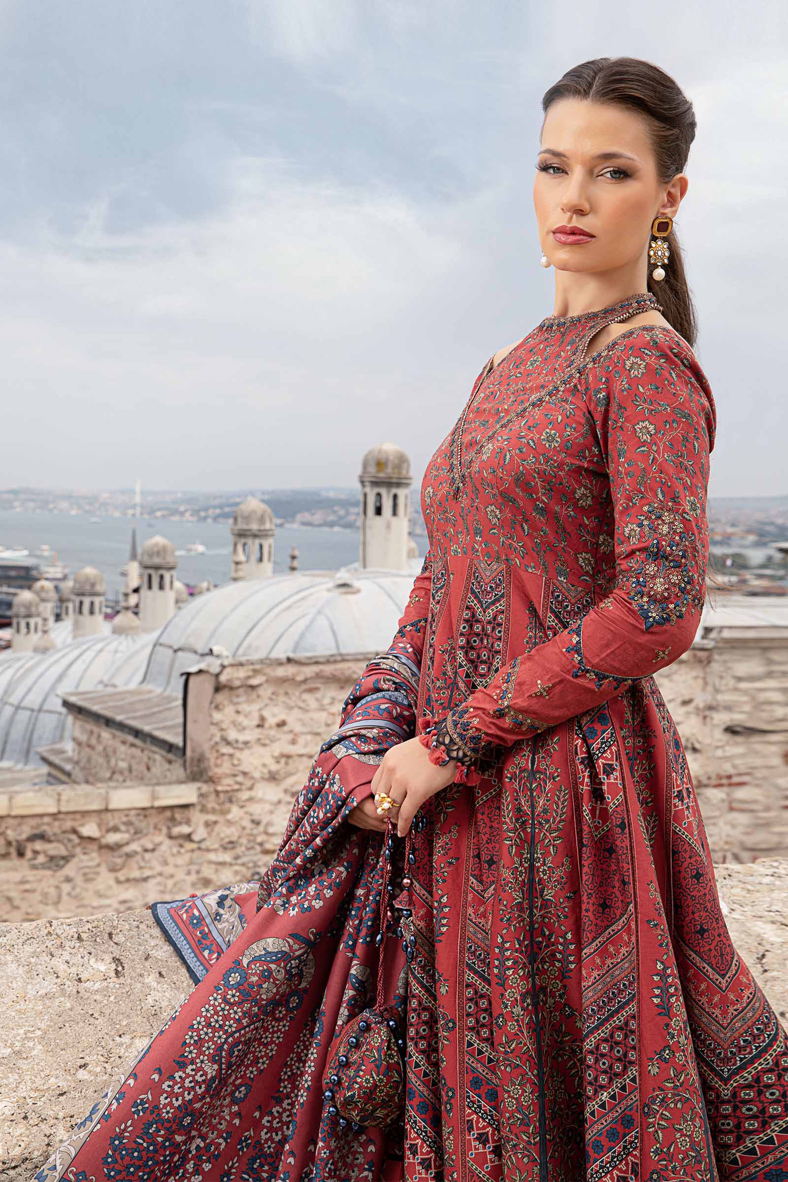 3 Piece Unstitched Printed Cambric Suit | MPT-2302-B - Image 2