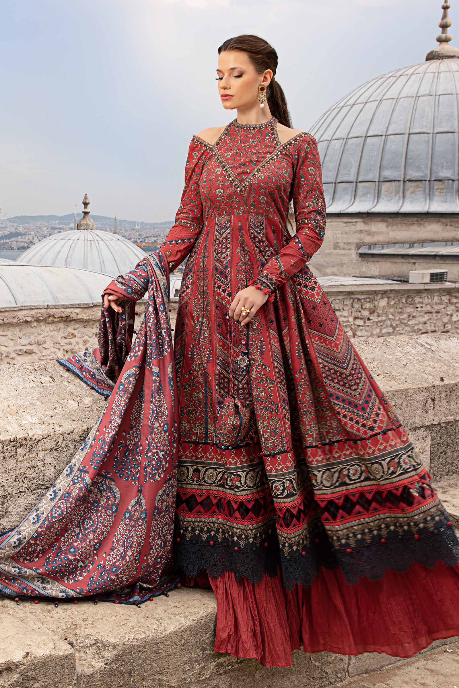 3 Piece Unstitched Printed Cambric Suit | MPT-2302-B - Image 3