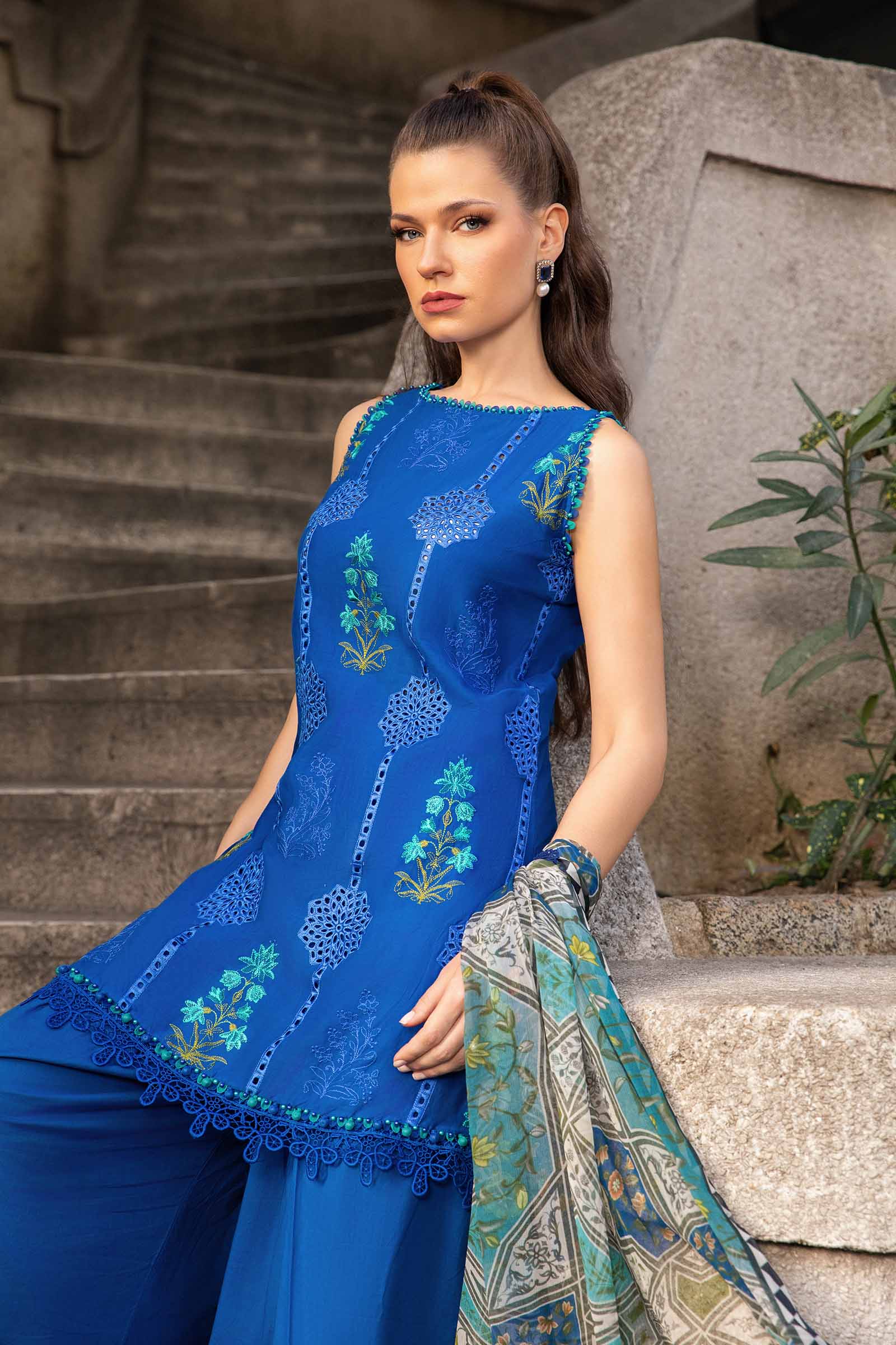 3 Piece Unstitched Printed Cambric Suit | MPT-2303-A - Image 2