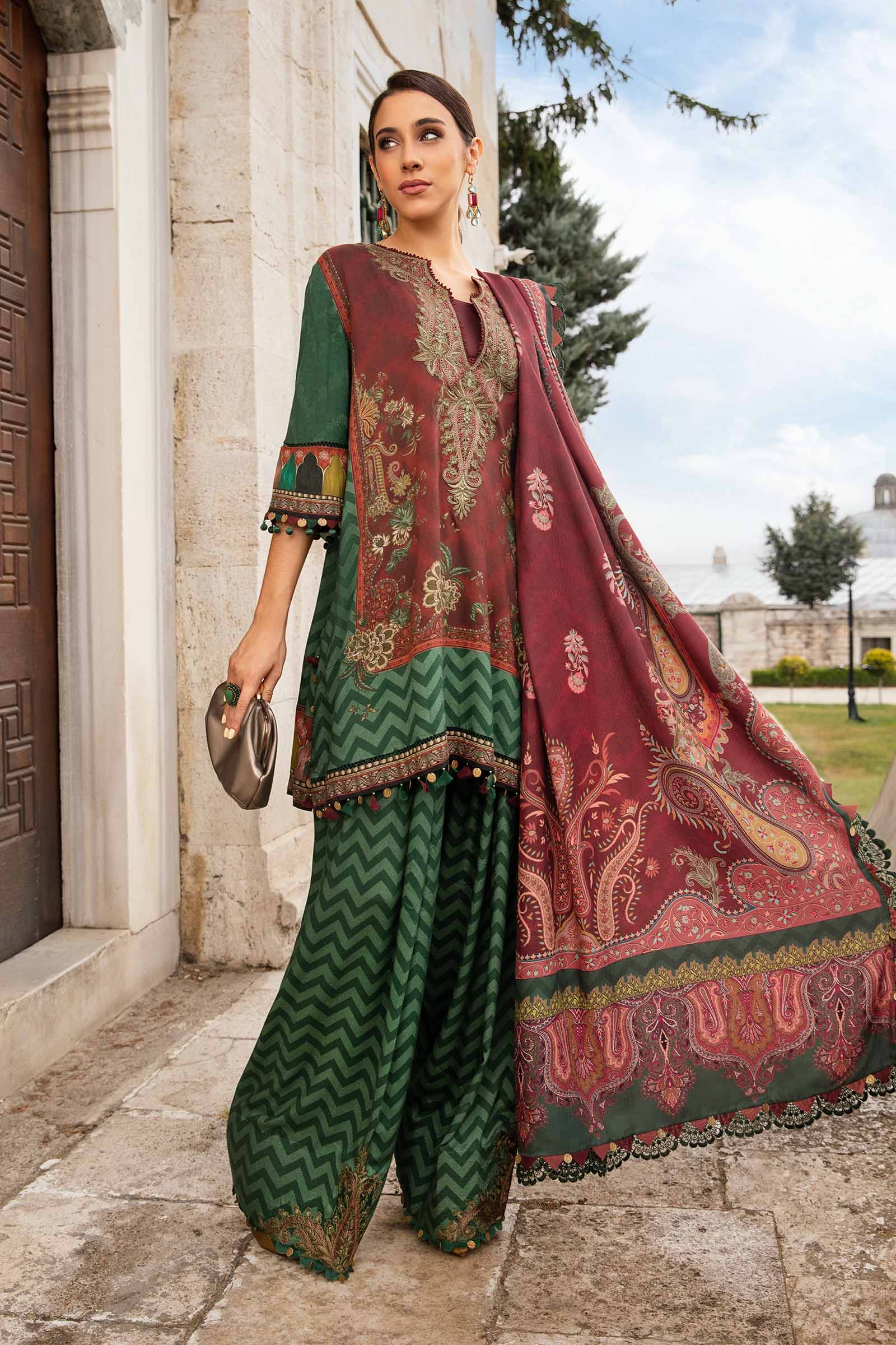 3 Piece Unstitched Printed Linen Suit | MPT-2305-B - Image 2