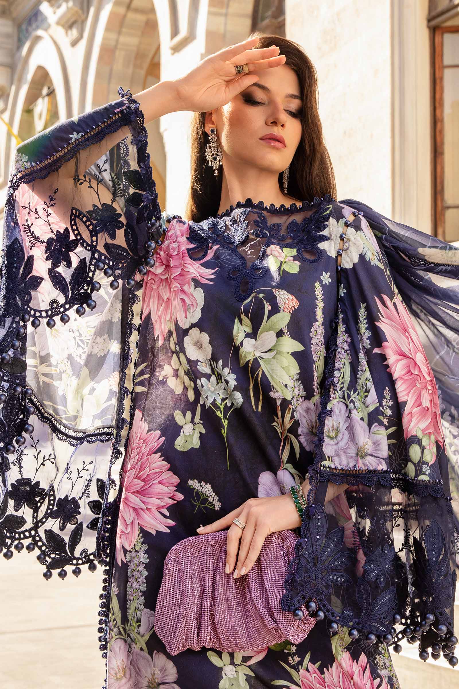 3 Piece Unstitched Printed Cambric Suit | MPT-2306-B - Image 3