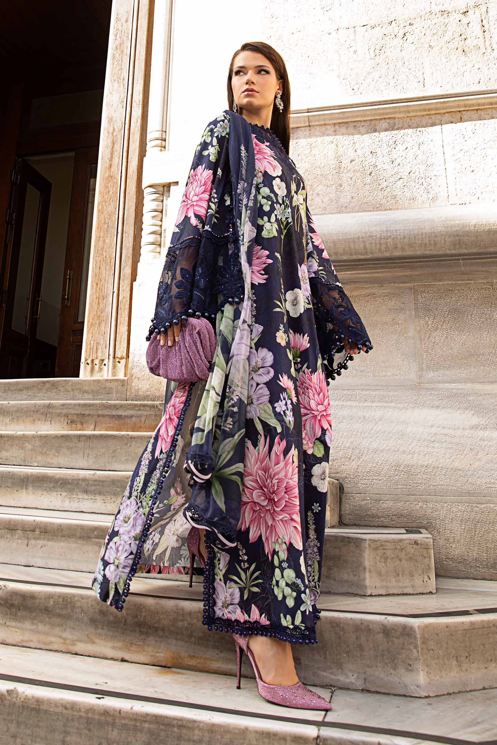 3 Piece Unstitched Printed Cambric Suit | MPT-2306-B - Image 4
