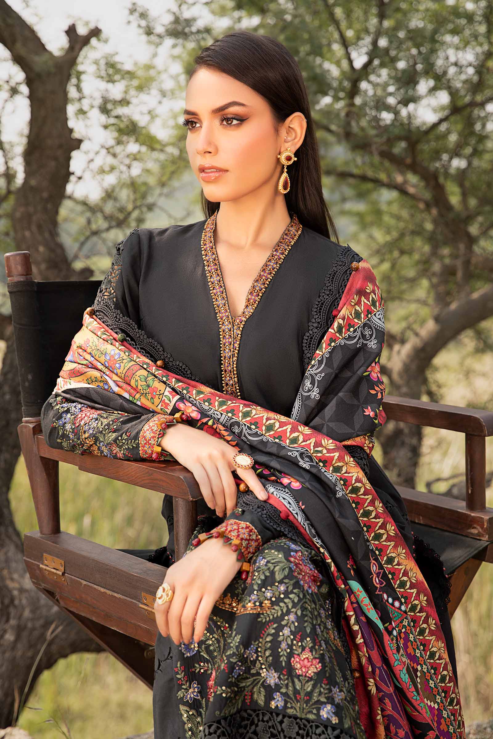 3 Piece Unstitched Printed Linen Suit | MPT-2402-B - Image 3