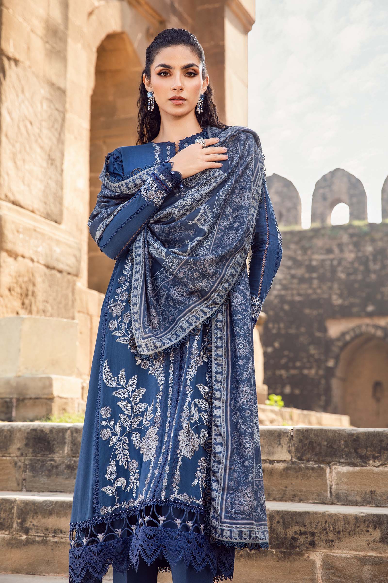3 Piece Unstitched Printed Linen Suit | MPT-2404-B - Image 2