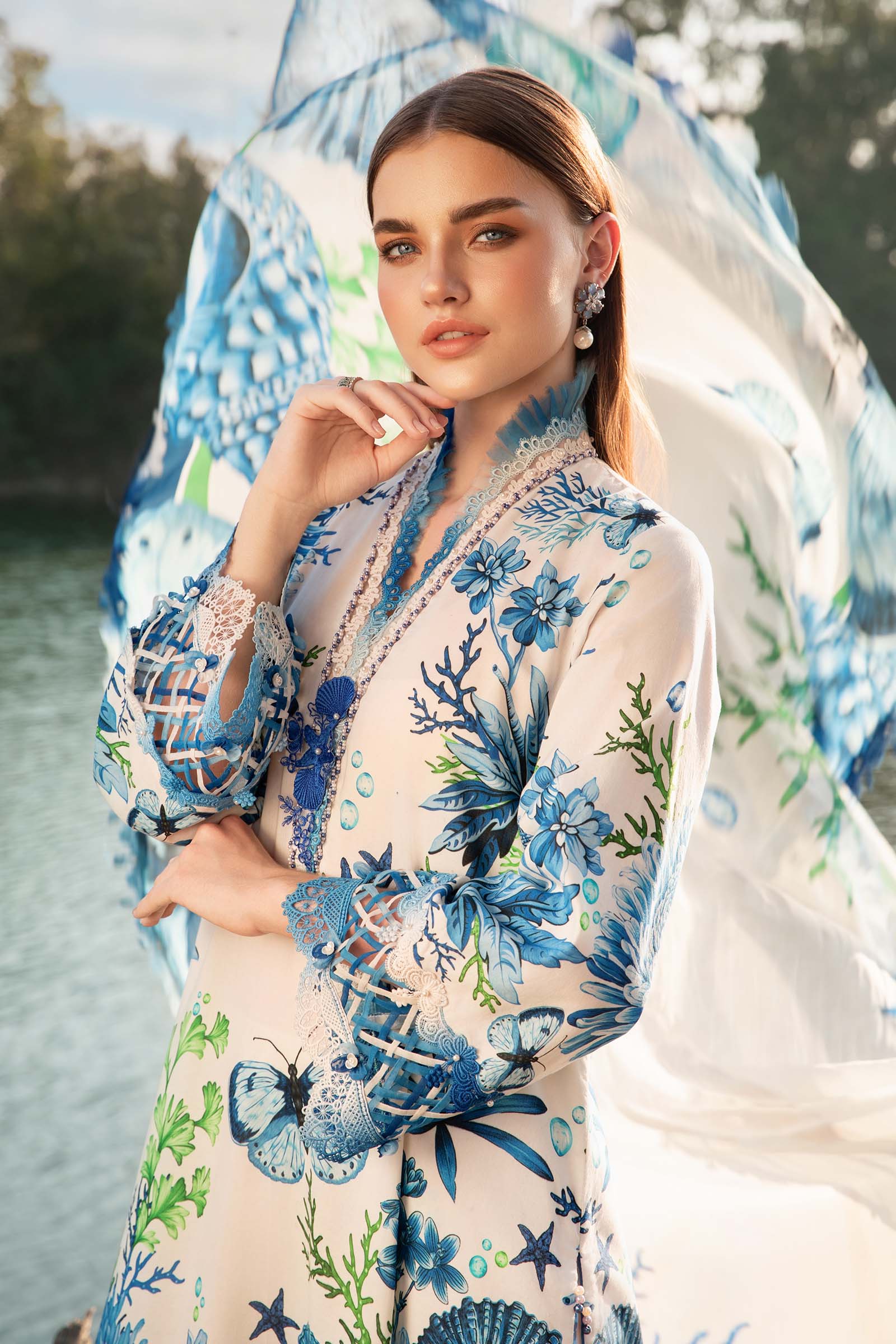 3 Piece Unstitched Printed Lawn Suit | MPT-2510-B - Image 2