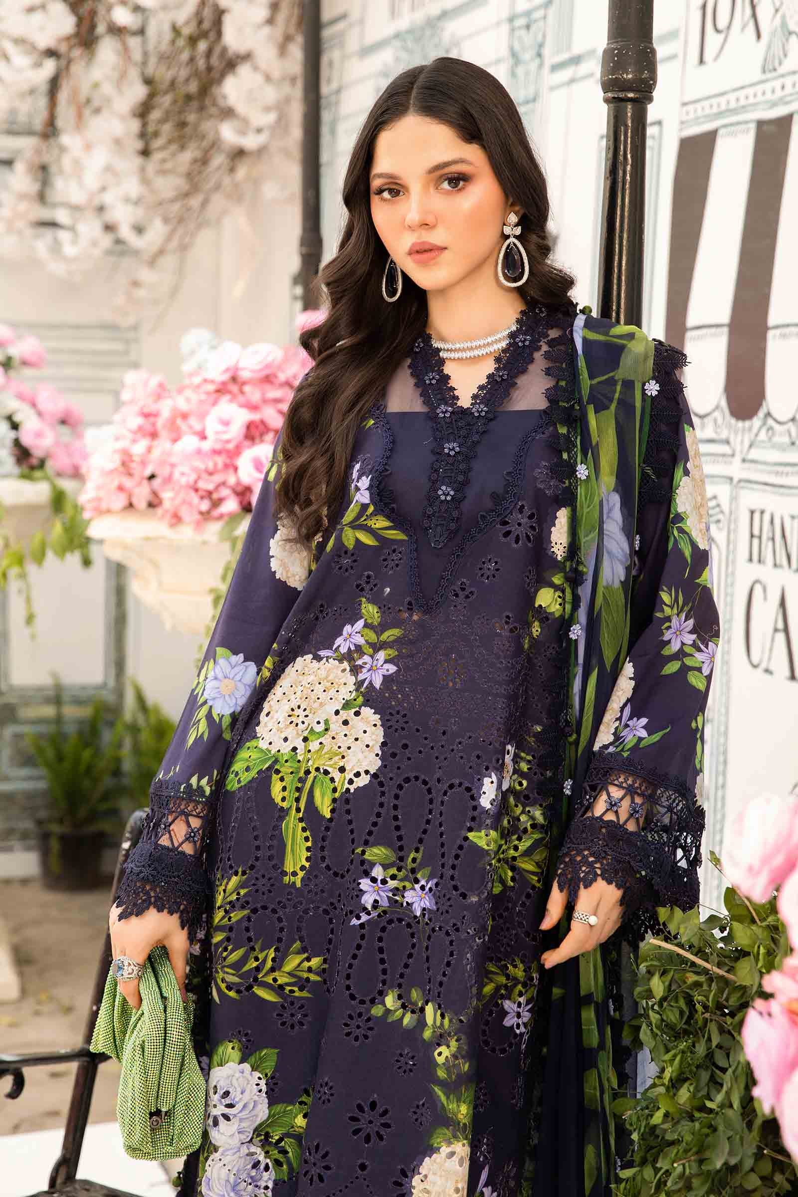 3 Piece Unstitched Embroidered Lawn Suit | MPT-2602-B - Image 2