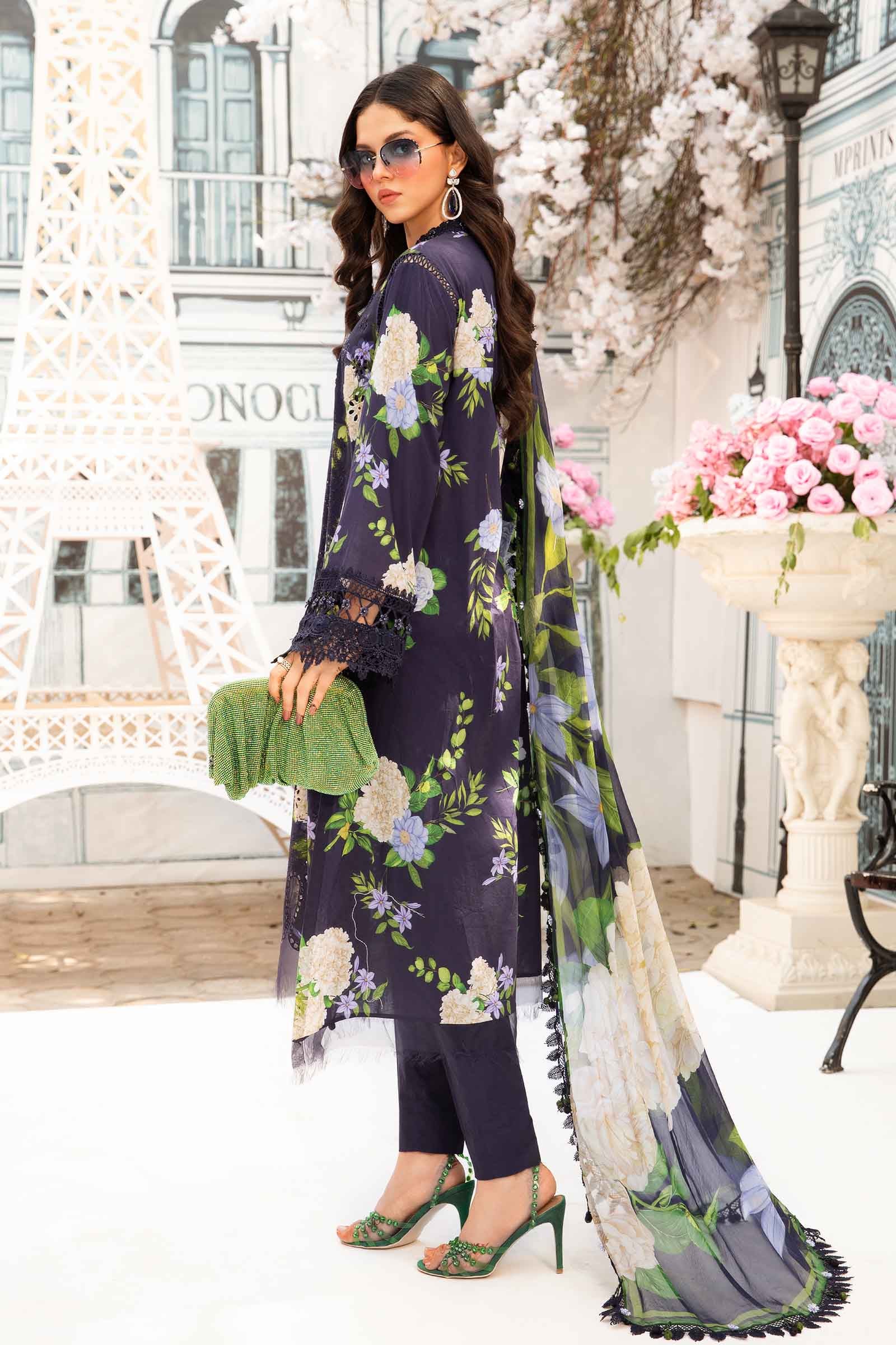 3 Piece Unstitched Embroidered Lawn Suit | MPT-2602-B - Image 3