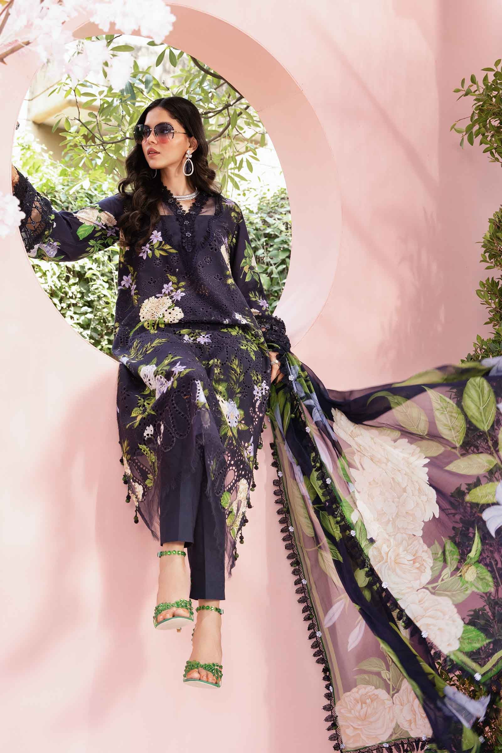 3 Piece Unstitched Embroidered Lawn Suit | MPT-2602-B - Image 4
