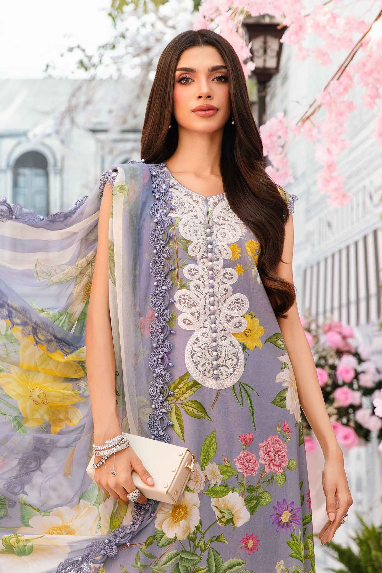 3 Piece Unstitched Embroidered Lawn Suit | MPT-2604-A - Image 2