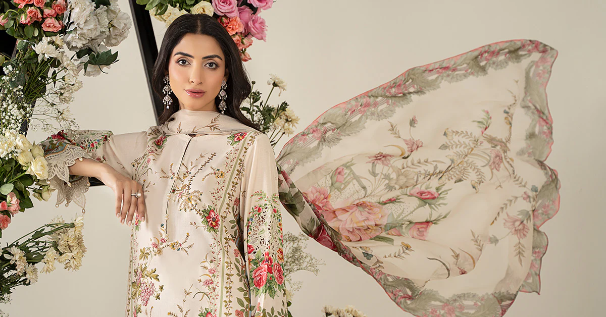 3 Piece Unstitched Embroidered Lawn Suit | MPT-2605-A - Image 10