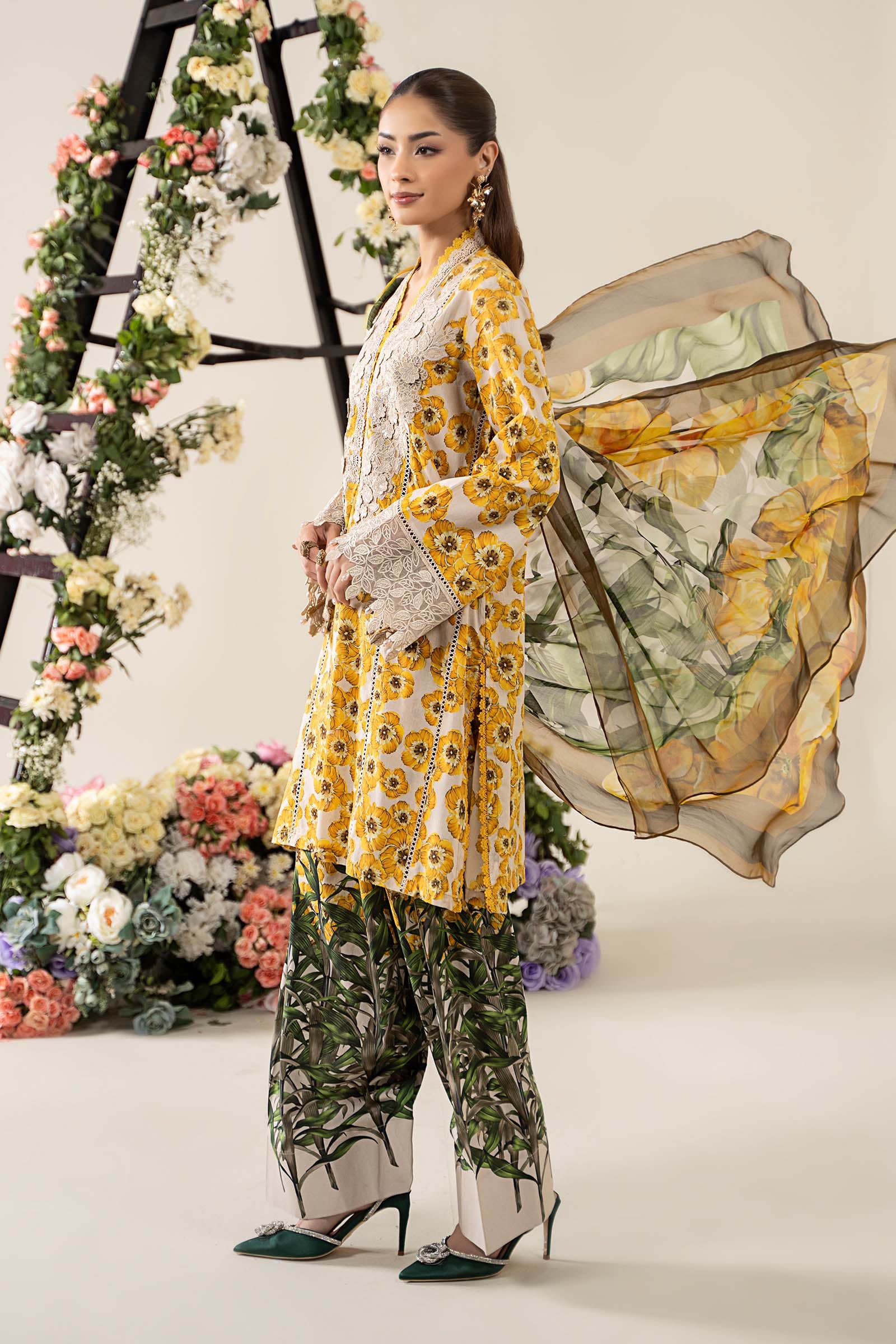3 Piece Unstitched Embroidered Lawn Suit | MPT-2606-A - Image 7